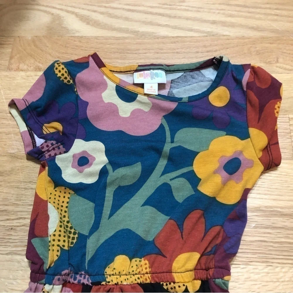 4 Dress Bundle Lularoe Floral Hope & Henry Navy Blue Long Sleeve Kids Girls